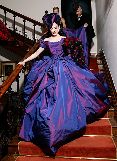 The Bride wore Purple During her wedding to thenhusband Marilyn Manson 